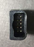 HP serial cable adapter, close-up view into the 10-pin end.JPG